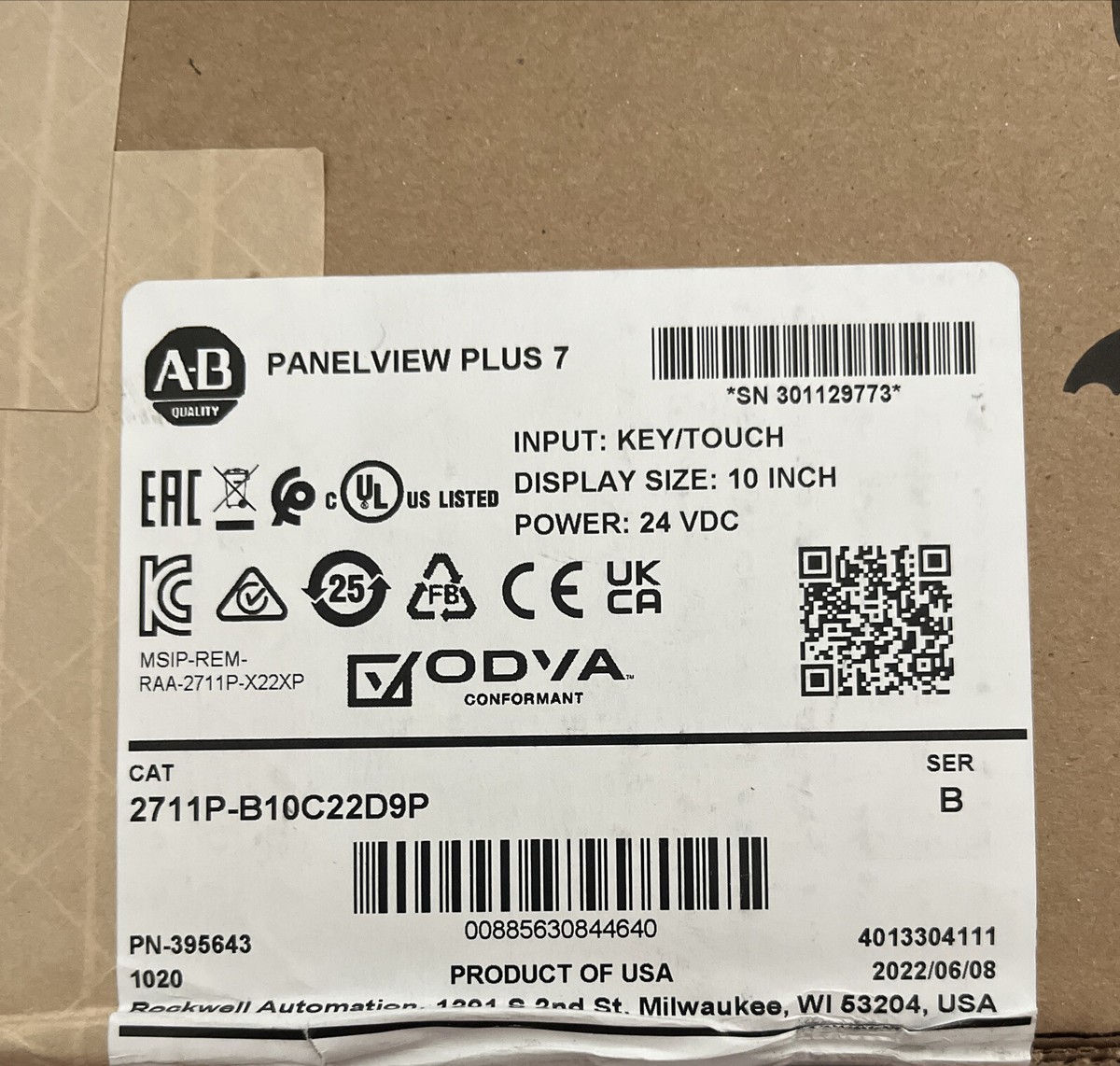 Allen Bradley 2711P-B10C22D9P PanelView Plus 7 Terminal