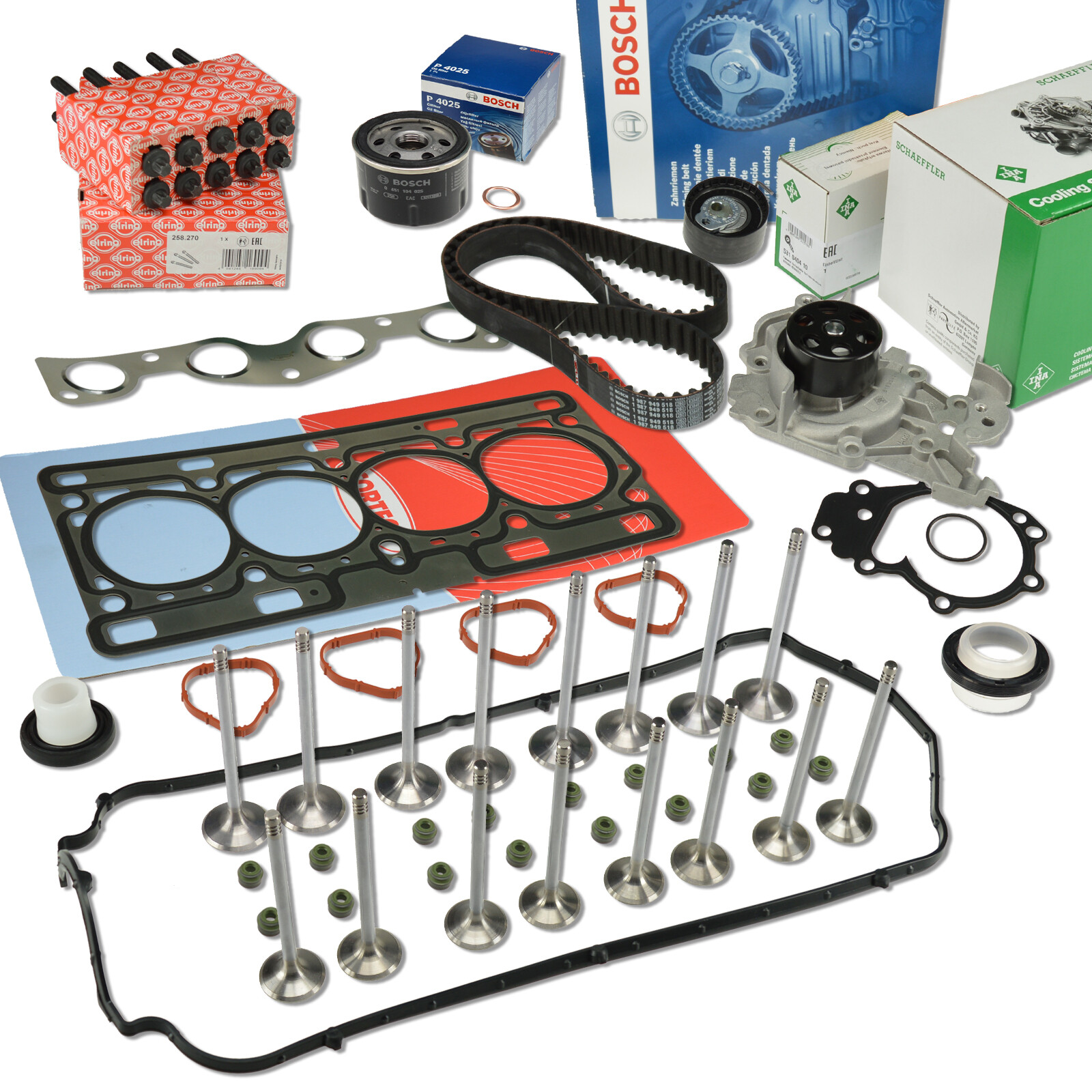 Corteco Zylinderkopfdichtung+ Bosch Zahnriemen + Ventile Renault 1,2 16V Ab 2003-image