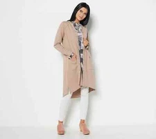 LOGO by Lori Goldstein Regular Brushed Jersey V-Neck Cardigan A452097