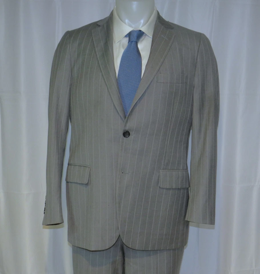 Brooks Brothers 1818 Fitzgerald Vitale VBC Pale Gray Striped Two Button Suit 40R - Image 3 of 4