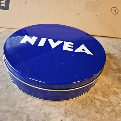 Vintage 1960s Large EMPTY Nivea Skin Care Cream Tin Promotional 10'' Container