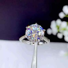 3Ct Round Cut Certified VVS1 Moissanite Engagement Ring 14K White Gold Plated