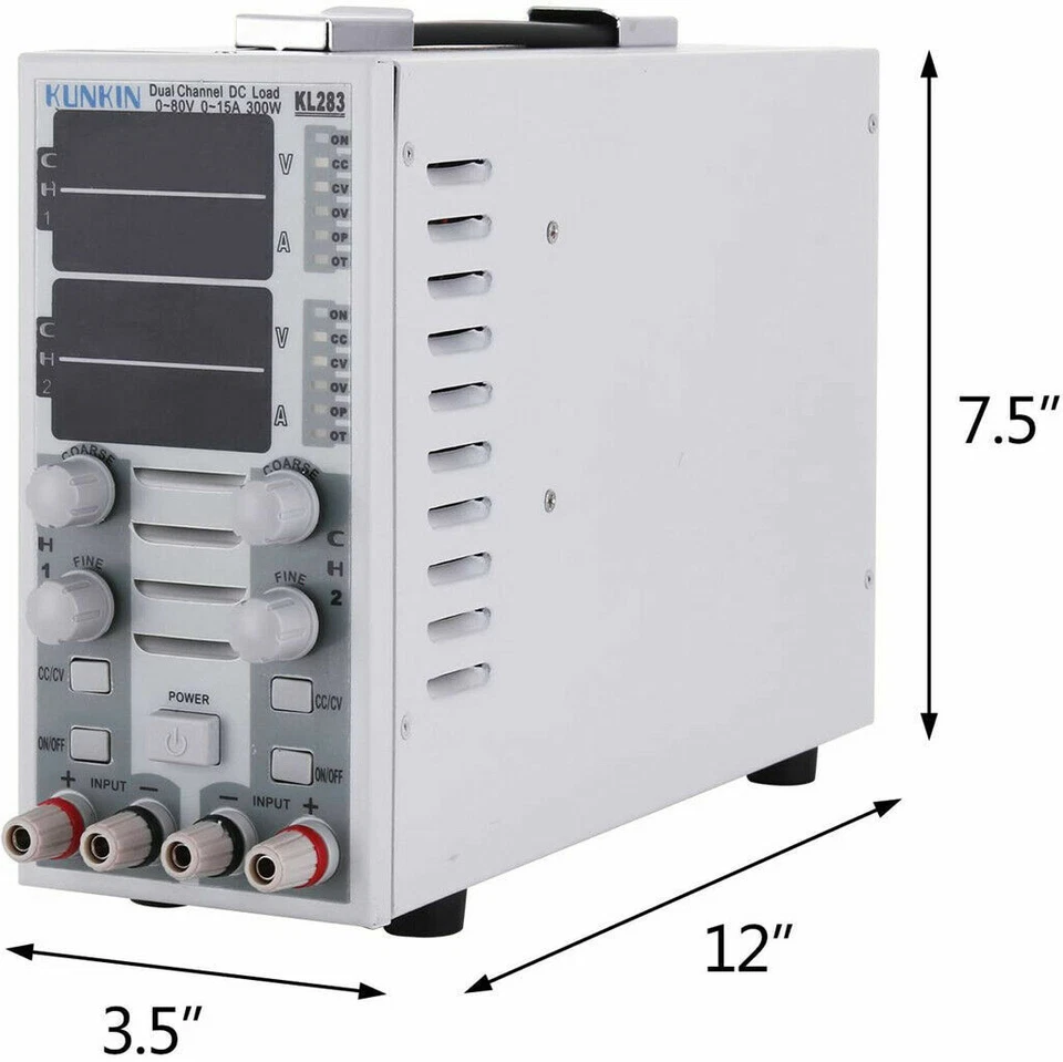 KL283 Dual Channel Adjustable LCD DC Electronic Load Tester 300W 80V 30A 110V - Image 3 of 4