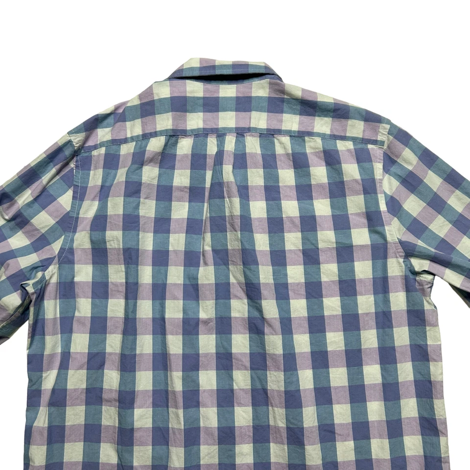 Gap Shirt Mens XL Classic Fit Pastel Plaid Button Up Long Sleeve Blue Purple - Image 4 of 4
