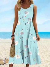 3XL Plus Size 18 Beautiful Blue Dress -Bust: 46.9-49.3" ✨Brand New