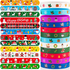 48 PCS Christmas Slap Bracelets and Rubber Bracelets for Kids Holiday Party Favo