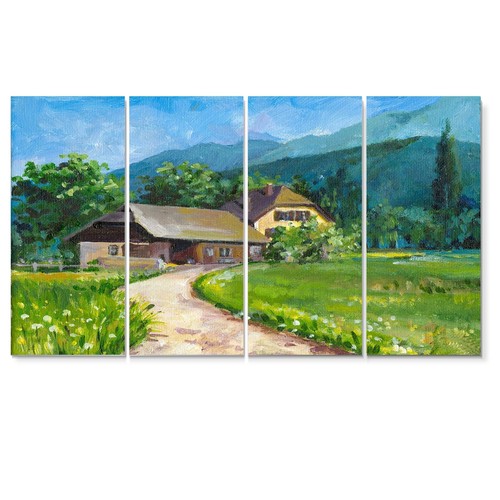 Designart "Little Road In The Landscape" Country Canvas Wall Art Print