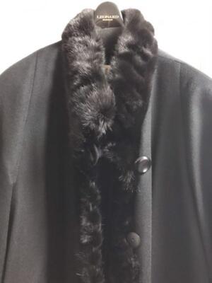 BALMAIN Women's Plain Fur Saga Mink Cashmere Black Coat Size 9