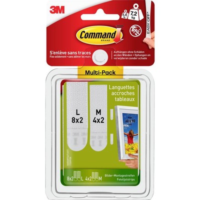 12er Multipack 3M Command  Bilder-Montage Strips M und L, Vorteilspack Weiß