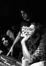 Ray Manzarek in recording studio with band Nite City in Hollywood,- Old Photo