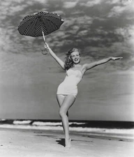 Marilyn Monroe Norma Jean On Beach With Umbrella 8x10 Glossy Photo