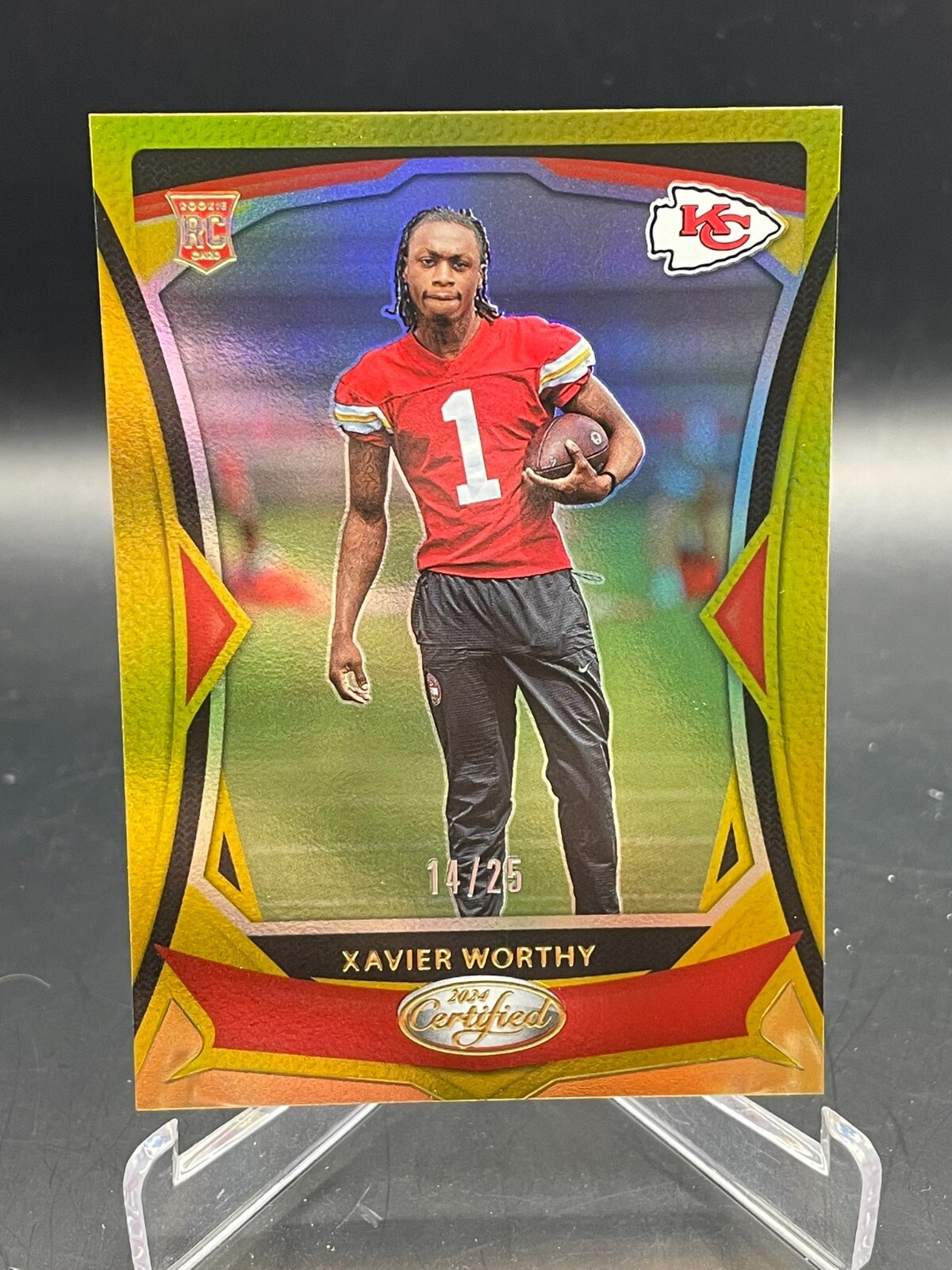 2024 Panini Certified Xavier Worthy gold mirror RC /25 Chiefs #120