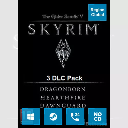 The Elder Scrolls V Skyrim 3 DLC Pack for PC Game Steam Key Region