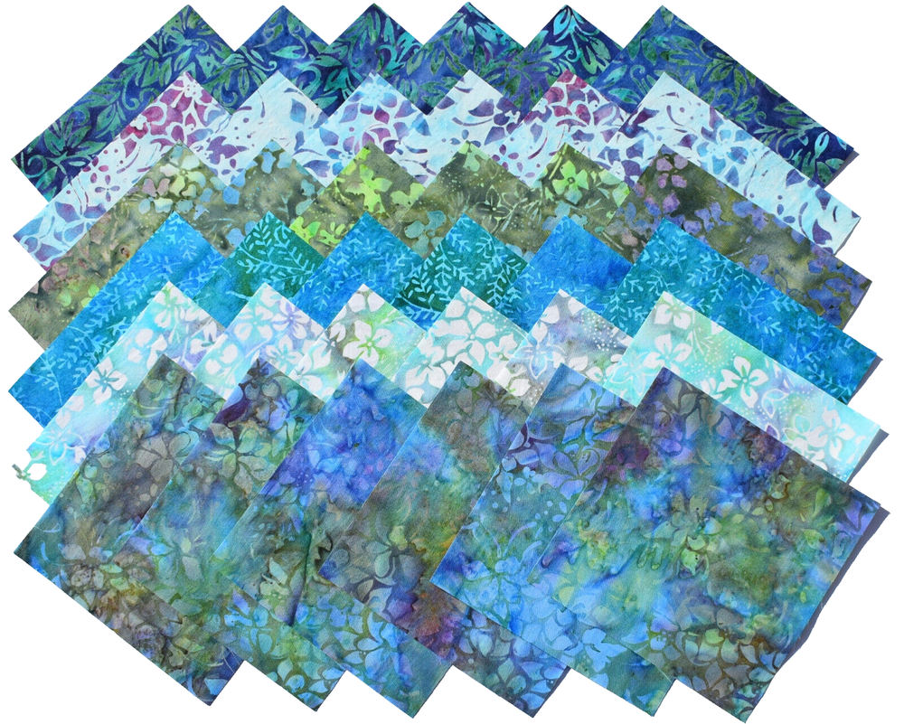 FLORAL FUN Island Batik 5 inch squares pack of 48 batik fabric precuts