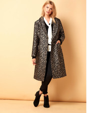 Stunning Biba Abstract Leopard Belted Coat Sold Out Uk10 Fits 12 Bnwt Rrp £129