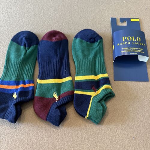 Polo Ralph Lauren 3 pair Low Cut Socks Technical Sport Cotton Blend Men’s 6-12.5 - Picture 1 of 5