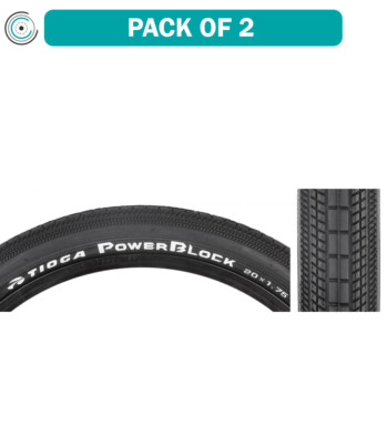 Pack of 2 Tioga PowerBlock Tire 20 x 1.75 Clincher Wire Black 60tpi