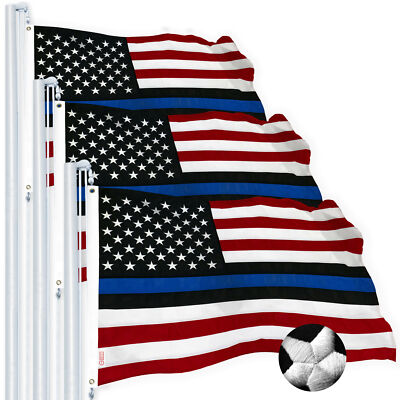 Blue Lives Matter Flag 3x5FT 3-Pack Embroidered Spun Polyester By G128