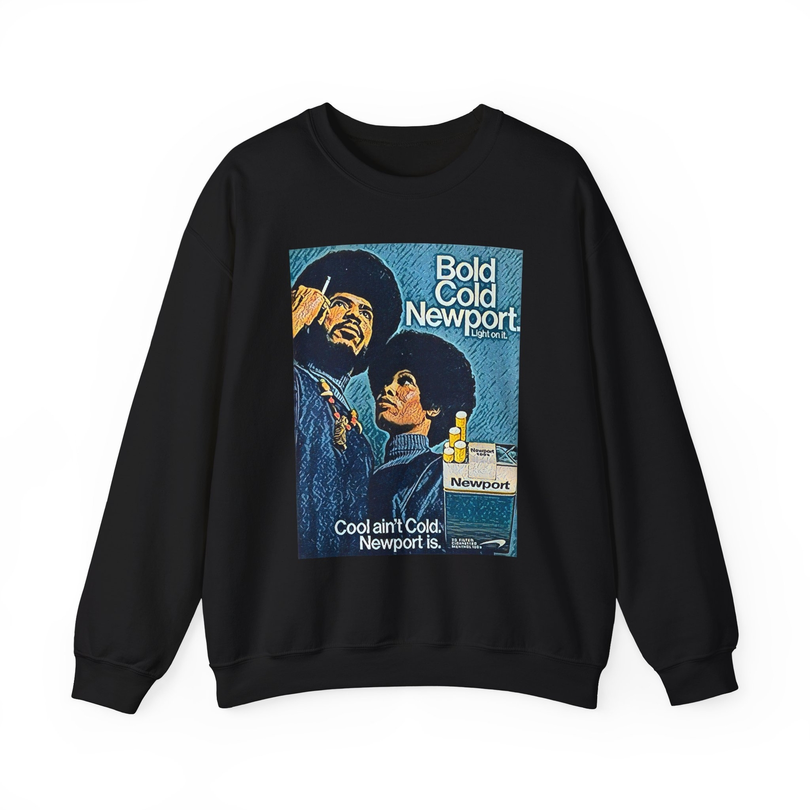 Newport Retro Ad Art Graphic Print LS Unisex Heavy Blend Crewneck Sweatshirt NEW