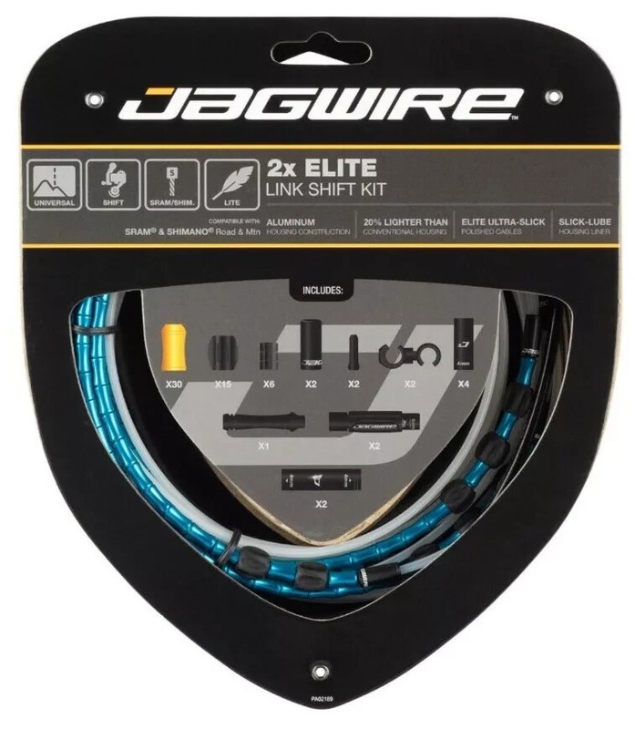Link Shift Kit - JAGWIRE ELITE - 2x Blue ULTRA SLICK SHIFT CABLES - UK FAST POST
