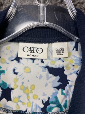 ジャケット・アウター cato Cato Bomber Jacket Women's 22/24W Navy White Floral 100% Polyester