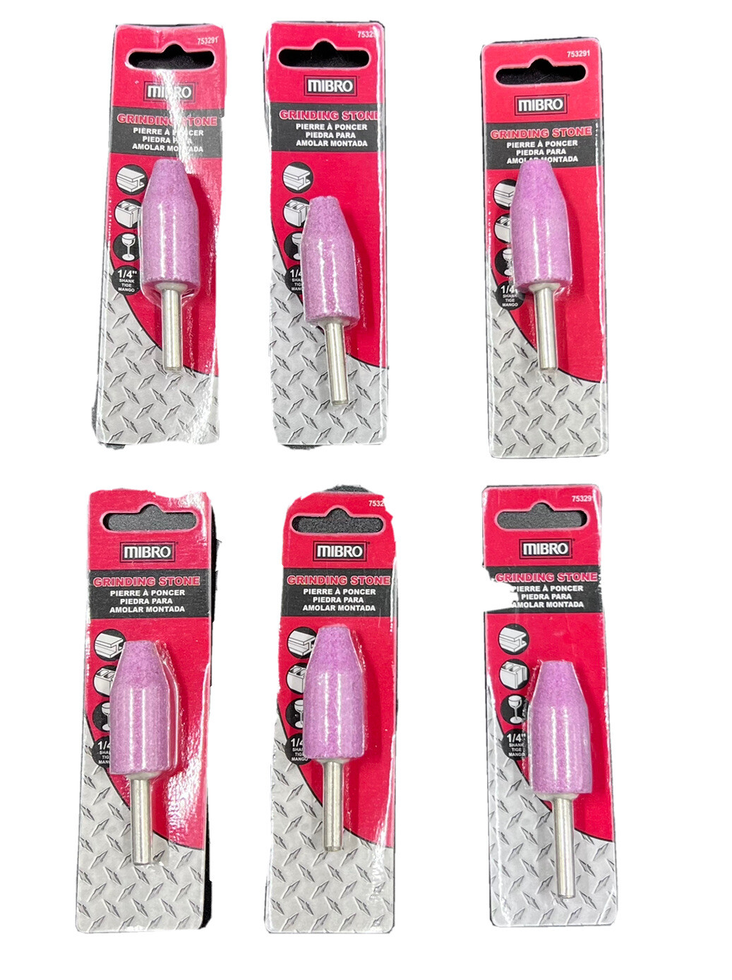 Abrasive Mini Mounted Conical Grinding Stone Bit 1/4" Shank 7/8" x 2 1/4" 6 PACK