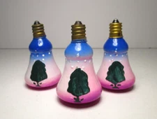Lot of 3 Vtg HFM Figural Bells Christmas Holiday C7 Base Light Bulb NOS Working