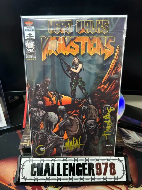 HERE WALKS MONSTERS #1 [#91/100] TRIPLE SIGNED w/ COA