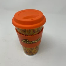 Reese's Peanut Butter Cup ceramic travel coffee mug silicone lid & grip Galerie