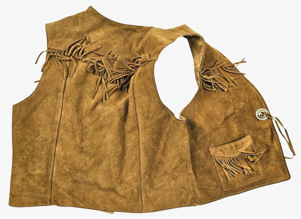 HOT VTG 70's UNISEX SCHOTT @ WESTERN SUEDE LEATHER BROWN VEST Jacket XXL (Fit L) - Image 3 of 4