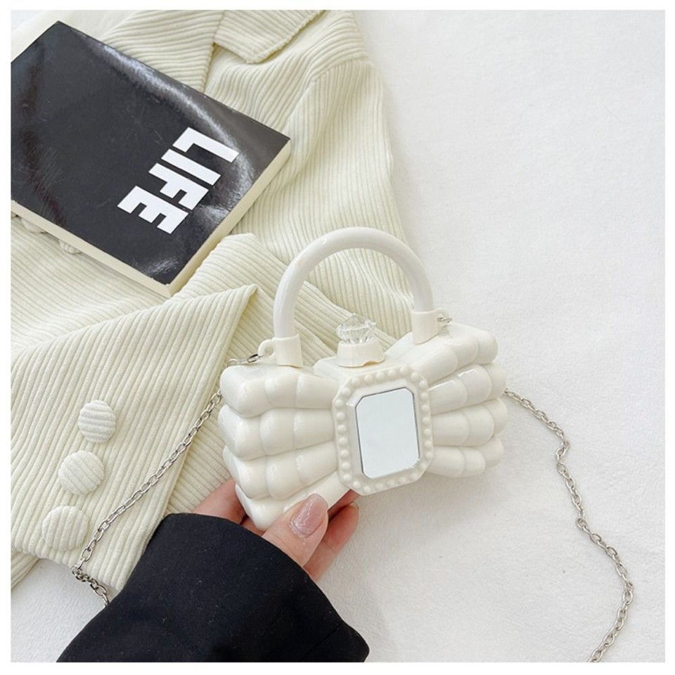 Pvc Bow Lipstick Bag Acrylic Chain Crossbody Bags Gift Tote Purses for