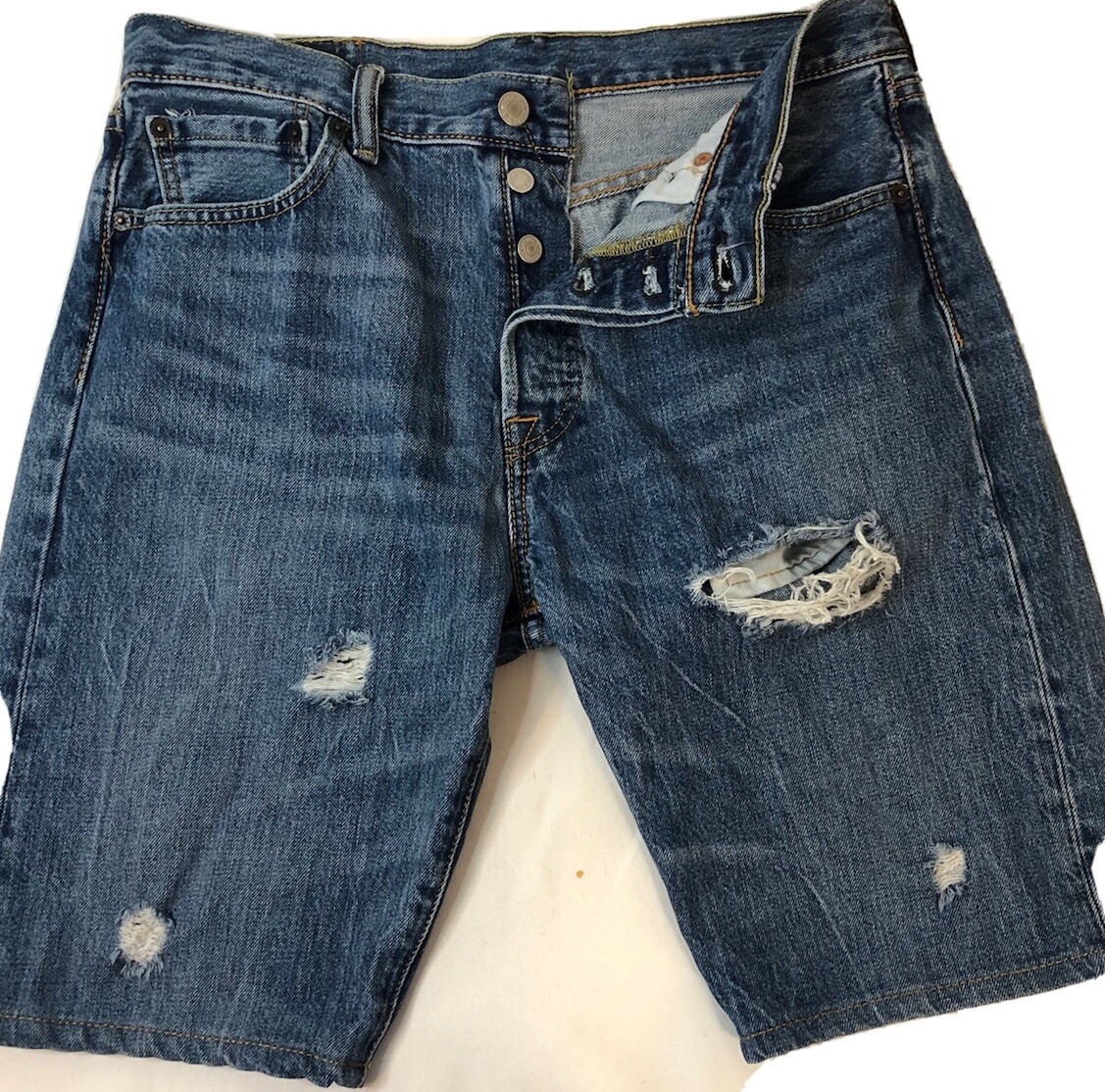 Levis 501 Button Fly Blue Shorts Waist 32 Original Fit Straight