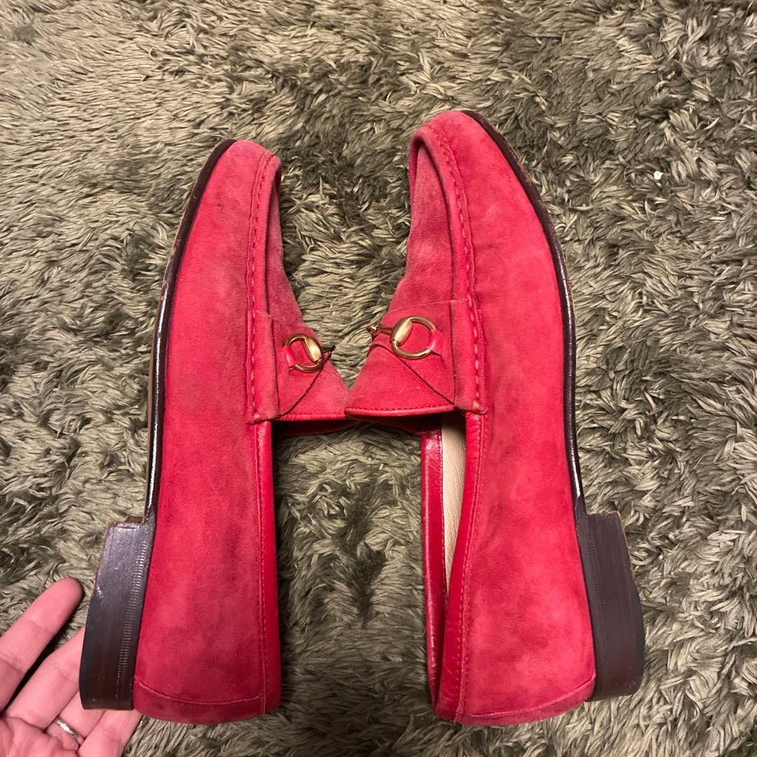 GUCCI Women's Loafers Horsebit Suede Red EU36.5/US6.5 120230c thumbnail 7