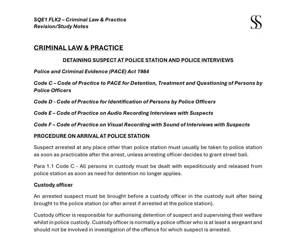 SQE1 (FLK1 & FLK2) Revision Notes Guide - Passed January 2025 - Image 2 of 4