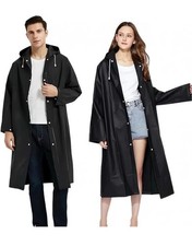 Waterproof Rain Poncho Adult Disposable Emergency Camping Hiking Festival Black.