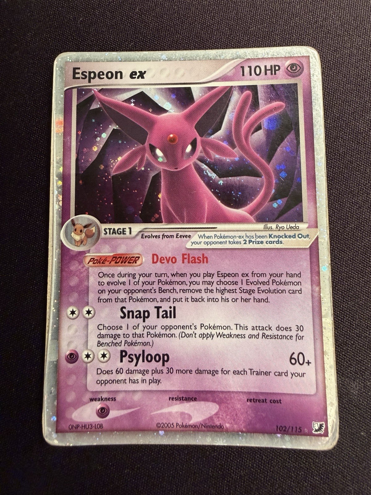Espeon ex 102/115 Unseen Forces Holo EAR SWIRL PSA 1 CONTENDER