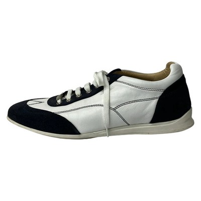 a.testoni - White Dark Navy Leather Suede Women's Sneakers