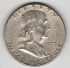 1953 S FRANKLIN HALF DOLLAR 90% SILVER SAN FRANCISCO .50¢ UNITED STATES AMERICA