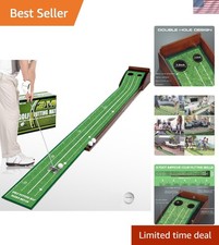 Velvet Golf Putting Mat - Includes Automatic Ball Return Dual Holes