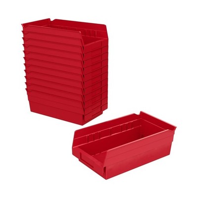 Akro-Mils 12 Pack AkroBins Plastic Storage Bins, Space-Saving Organizers, Red