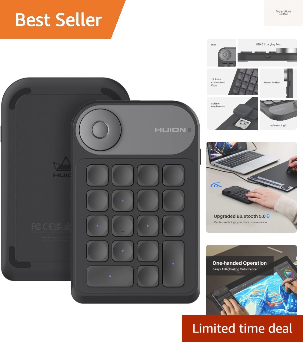 Keydial Mini Bluetooth Programmable Keypad with Dial 5 Keys 