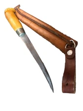 Vintage J Marttiini Finland Rapala Fishing Fillet Knife Leather Sheath NICE
