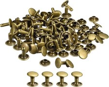 uxcell 100 Sets Leather Rivets, 12x12mm Double Cap 12x12mm, Bronze Tone