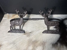 Cast Iron Deer  Curtain Tie Backs pair Rustic Brown 6" length Deer-Beautiful
