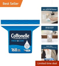 Gentle 168 Count Flushable Wet Wipes for Adults - Fragrance-Free Clean