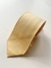 HERM S 100 Silk Tie Yellow Woven H Pattern 150cm / 59" Classic MADE IN FRANCE