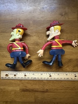 Two Vintage Dudley Do-Right (5 inch) Bendable Figures (1972) by Wham-O