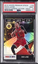 2019 PANINI HOOPS PREMIUM STOCK LIGHTS CAMERA ACTION HOLO #18 ZACH LAVINE PSA 9