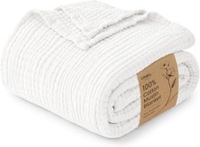 100 Cotton Muslin Throw Blanket Lightweight Breathable All  Season Bed Blanket