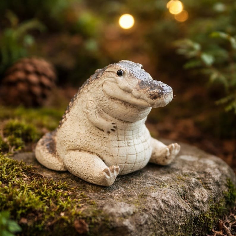 置物 chaixoxo Alligator Figurines Mini Crocodile Tea Figurine Resin Chubby